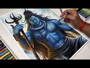 Lord Shiva Drawing, Oil Pastel Drawing, For Art Competition