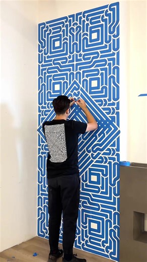 Medusa Mural Build: Hand-Pulled Tape Art Timelapse