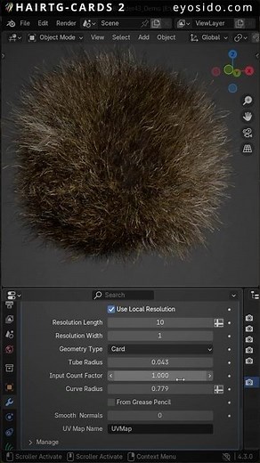 HairTG-Cards 2 fur ball in Blender