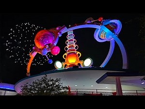 Astro Orbiter during Fireworks - Walt Disney World Ride at Night [4K POV]