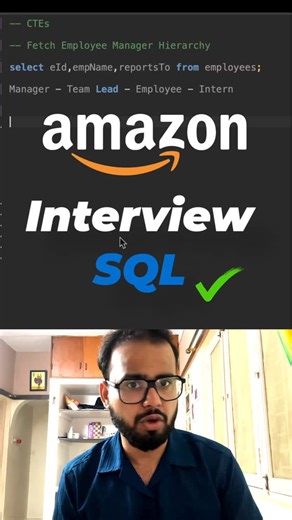 Kanhaiya Agrawal on Instagram: "08/100 Questions Most Asked Aamzon SQL Interview Questions answers #amazon #sql #sqlinterviewquestionsandanswers"