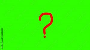 Animation of a hand drawn red question mark line on a green screen. 4K Stock Video