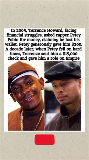 The $15,000 Payback: How Terrence Howard Saved Petey Pablo! 💰🙌#ytshorts ​#TerrenceHoward #PeteyPablo