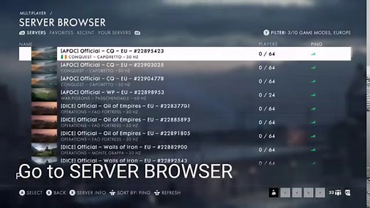 Help I can’t find any servers left in bf1