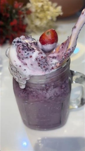 Homemade blueberry milkshake — simple & delicious #food #milkshake #viral #shots
