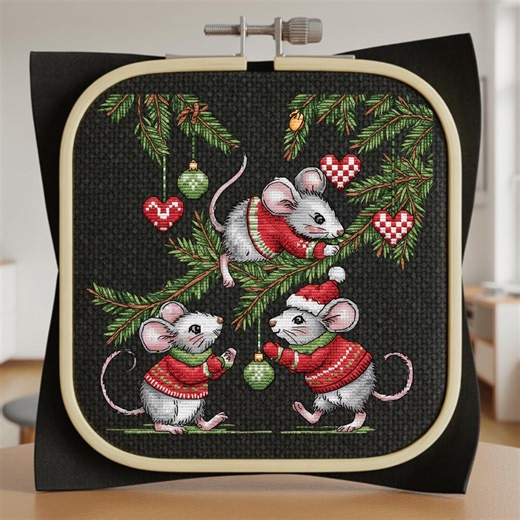 Mice Stitch Pattern, Holiday Mouse Chart, Cross Stitch PDF Download - Etsy