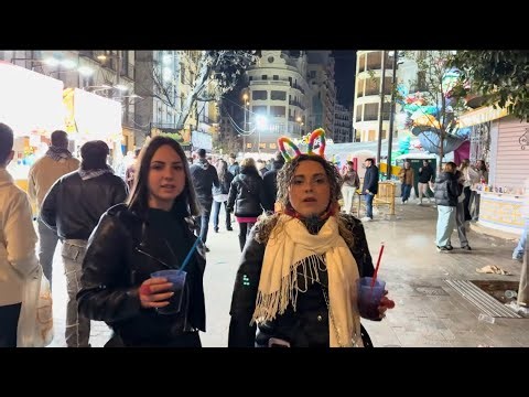 Crazy nightlife in Valencia Spain. Walking tour 2025