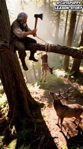 “Old Man Saves Baby Deer Hanging on Tree | Emotional Wildlife Rescue”#deerrescue #deerfawn #shorts