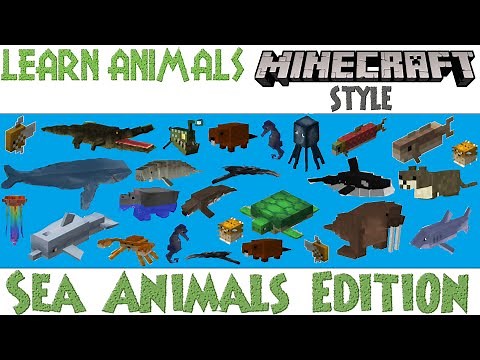 Learn About🐟🦈Sea/Water Creatures🦀🐳 with Minecraft!🐠🦑 Animal Facts + Animal Sounds🐡🐙