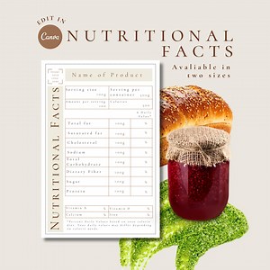 Editable Nutrition Facts Label Template  2x3 & 4x3