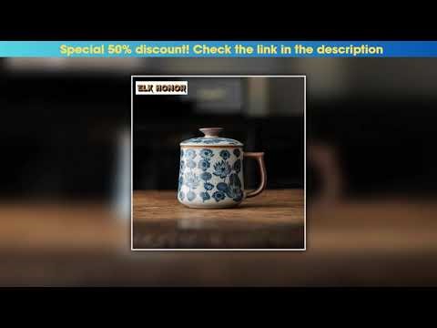 Get 330ml Antique Ru Kiln Porcelain Lotus Flower Mug Ancient Coffee Mug With Handle Tea Making Offi