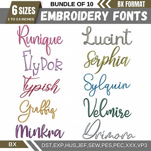 BX Cursive Machine Embroidery Font, Monogram Script Alphabet, Satin Stitch Font, PES, DST, Boho Signature Font, 6 Sizes, Instant Download - Etsy