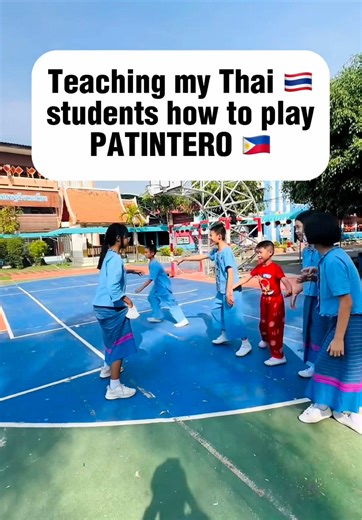 Teaching my Thai students how to play a Filipino Game: Patintero #game #teacher #fyp