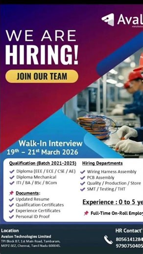 Avalon Technologies #viral #shorts #jobalert #jobshorts #trending