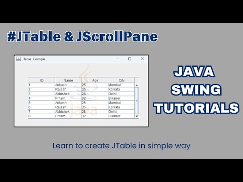 Java Swing Tutorials | JTable in java | Create simple JTable & JScrollPane in java using Notepad