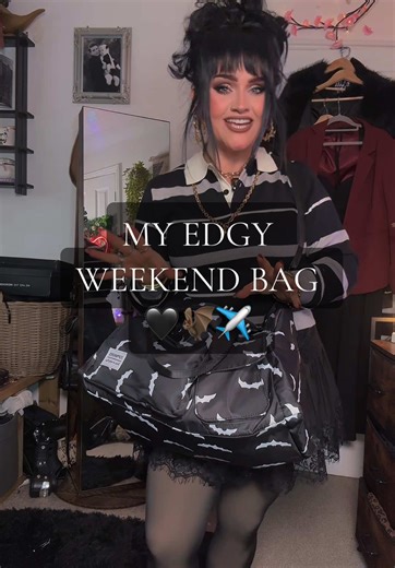 Off to Lincolnshire for a long weekend of house viewings 🖤✨ Some of you know we’re moving home and buying our first place, so it’s time to go property hunting! This is my go-to grab bag – perfect hand luggage size for most airlines, fits in your carry-on, waterproof, and still serving that edgy goth vibe with my all-over bat print 🦇 Would make such a cute gym bag too! #MovingHome #travelbag #carryonbag #GothVibes #WeekendAway