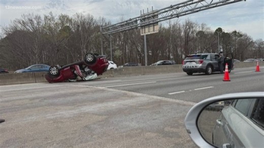 Rollover crash on I-264 East involving 3 vehicles leaves 1 injured