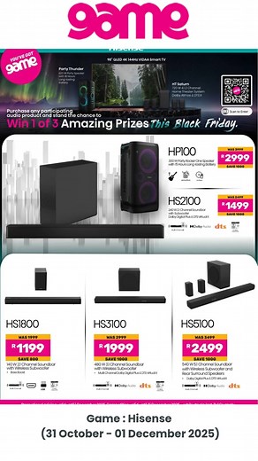 Game Stores : Hisense (31 October - 01 December 2025). Full Catalogue on GUZZLE - www.guzzle.co.za/game #GameSA #GameStores #Hisense #tech #sale #Special #dealsdealsdeals #SouthAfrica #guzzlespecials #GuzzleSA #Guzzle | Guzzle Catalogue Specials