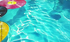 Retro vinyl pool party time.