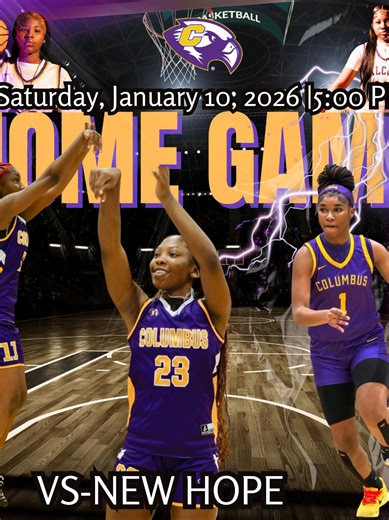GAME DAY!🏀 Columbus vs New Hope. @5pm Falcons Nest.. Let's go Lady Falcons 💜 💛
