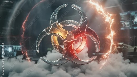 Biohazard Sign Animation With Electricity Effect in Lab