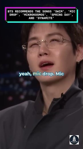 BTS recommends the songs 'SWIM', 'MIC Drop', 'Mikrokosmos', 'Spring Day', and 'Dynamite'