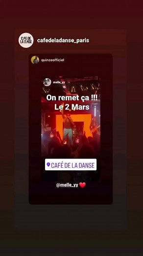 QUINZE - CONCERT - 2 MARS - CAFE DE LA DANSE @cafedeladanse_paris  TICKETS DANS MA BIO  CAFE DE LA DANSE  5, passage Louis-Philippe 75011 Paris Ouverture des portes 19h  | Quinze Officiel | Facebook