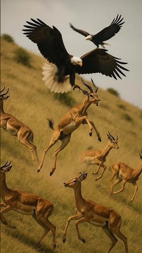 Eagle picking favourite prey herd of deer #animals