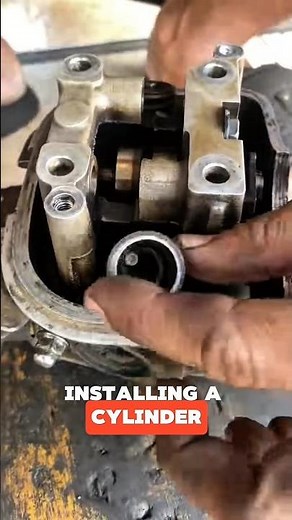 Valve spring and retainer installation process #mechanic #engineering