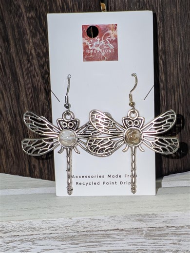 Dragonfly Dangle Earrings, Recycled Paint, Boho Insect Jewelry - Etsy