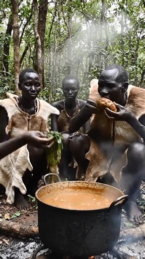 African tribe food cooking and eating traditional clay pot dinner Africa #shorts #villagefood