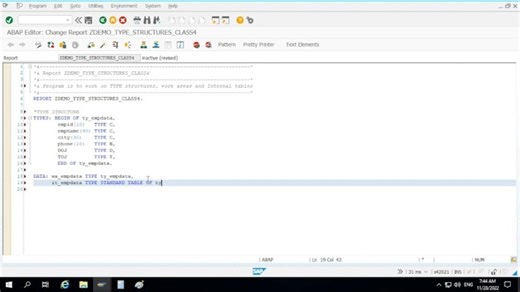 06. AP ABAP program using TYPES, Work area, ITAB - Class 6