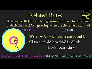 Related Rates - Growth of Circle Area as Radius Grows and Growth of Cone Height as Volume Grows