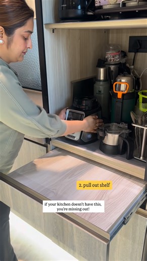 Exotic Designer Kitchen | This rolling shutter cabinet is all about making everyday kitchen work easier — and neater. The pull-out shelf below lets you use heavy... | Instagram