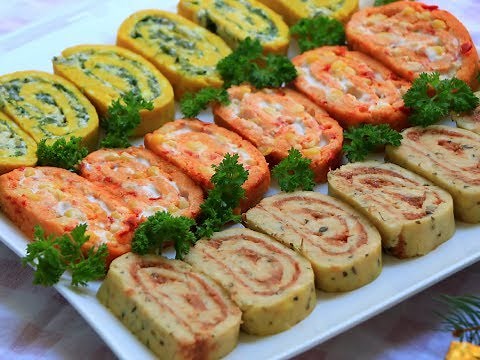 3 posna rolata od jedne smese - Nepečena predjela za slave