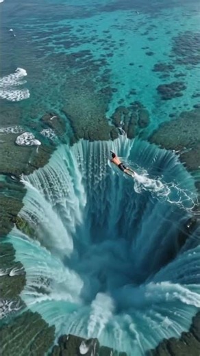 Would you swim over this drop? 🇲🇺🌊 #Shorts #Mauritius #opticalillusion