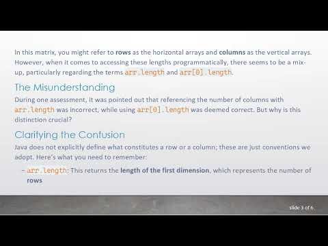 Understanding Java Multidimensional Arrays: How to Accurately Refer to Lengths of Rows and Columns