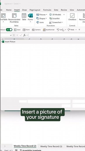 How to insert your signature into Excel. ✍🏼 #excel #scribe #scribehow #tutorial