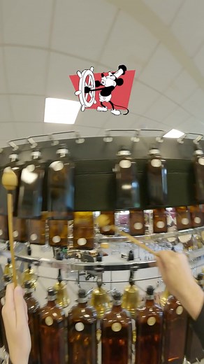 Steamboat Willie Whistle (Mickey Mouse) on Tuned Bottles! This video is at the Kolberg Percussion Factory in Germany! Check out Kolberg.com
