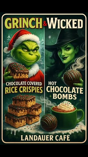 Get ready... things are getting a little Grinchy and a little Wicked at Landauer Café! Our Chocolate-Covered Rice Crispies and Hot Chocolate Bombs are officially in holiday mode. A sprinkle of pink, a dash of Grinch green, and a whole lot of sweetness! Treats that make your heart grow three sizes!….. Stop by Landauer Cafe for our pastel chocolate rice crispies and hot chocolate bombs — holiday treats as magical as they look. Limited batches daily! | Landauer Cafe | Facebook