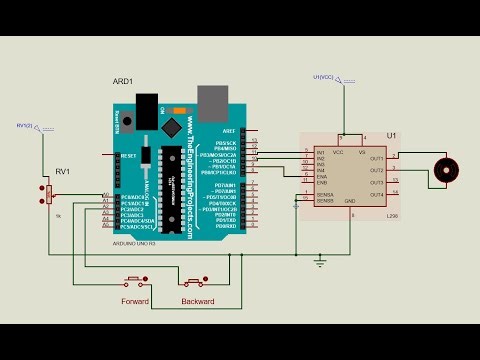 Simulation of controlling the speed and direction of dc motor using arduino in proteus simulation