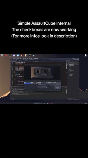This is a simple internal AssaultCube cheat where i made the checkboxes working now and hooked the ClipCursor() function from the Windows API using MinHook. Features include no recoil, rapid fire, infinite health, ammo, armor, grenades, knife spam, and infinite jump. It’s my first cheat, so please no hate. #hacking #programming #games #pc #cybersecurity