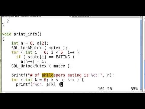 Dining Philosophers Implementation in C using SDL
