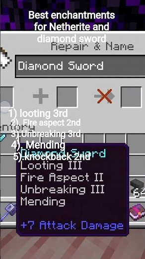 best enchantments for Netherite and diamond sword #minecraft
