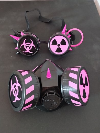 SET Goggles gas Mask Cybergoth Cosplay Dreads Industrial Dark Pink Cyber Mask Cyberpunk Mask - Etsy