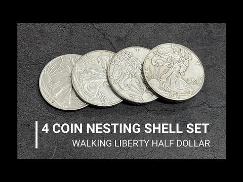 4 Coin Nesting Shell Set Walking Liberty Magic Trick