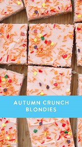 Autumn Crunch Blondies 🍁 These are a semi-homemade dessert that starts with a box mix. It’s from Bettergoods and maple brown sugar flavored. I added a few extras and decorated the top a bit (totally optional). They came out extremely delicious. Comment RECIPE for a printable breakdown with the links :) #falldesserts #sprinkles #semihomemade | Life and Sprinkles