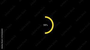 Circle Loading progress animation of loading bar, Loading Bar Process, Rotating from 0 to 100% circle percentage from 0 to 100 isolated on background with alpha channel