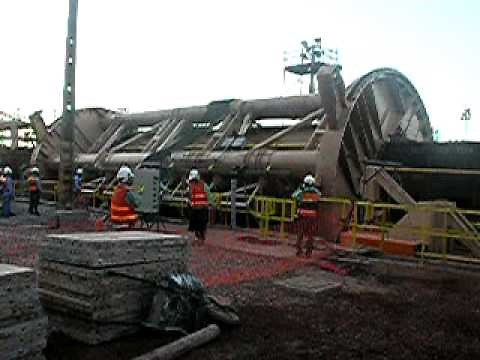 Tandem Rotary Railcar Dumper Operating at Dusk