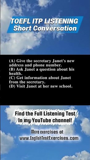 TOEFL ITP listening practice — short conversation with 3 questions.
